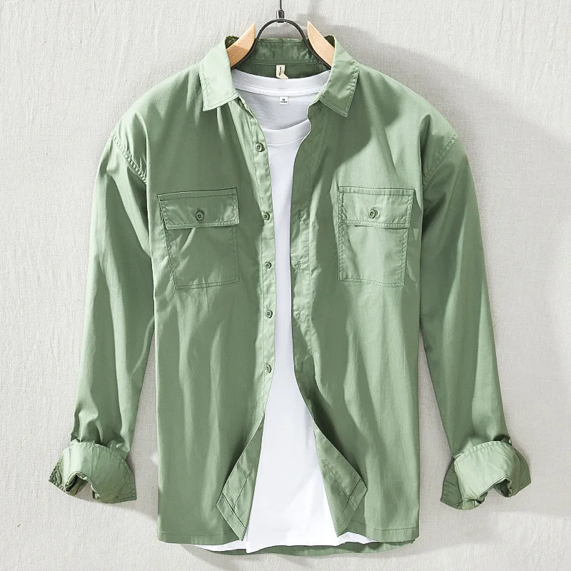 Jx007 Four Seasons All-Match Men's Shirt Cotton Casual Double Pockets Solid Color Simple Square Collar Street Handsome Male Tops
Jx007 Four Seasons All-Match Men's Shirt Cotton Casual Double Pockets Solid Color Simple Square Collar Street Handsome Male Tops