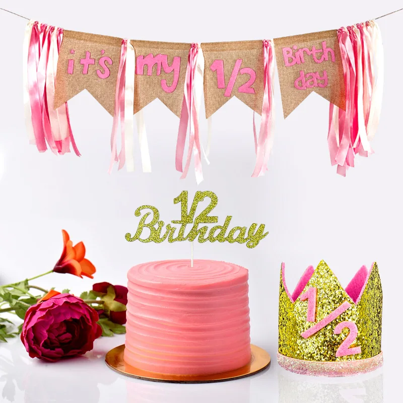 Boy Girl It's My 1/2 Birthday Decoration Highchair Garland Banner Half Birthday 6 Months Pink Blue Birthday Crown & Cake Topper
Boy Girl It's My 1/2 Birthday Decoration Highchair Garland Banner Half Birthday 6 Months Pink Blue Birthday Crown & Cake Topper
