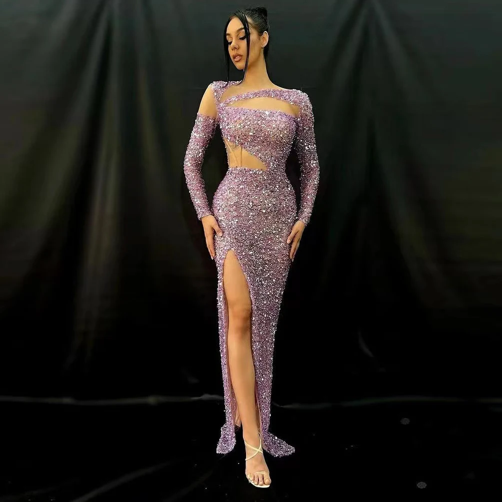 Sparkly Sequined Mermaid Prom Dresses 2022 For Women Long Sleeve High Slit Floor Length Celebrity Party Formal Evening Dress
Sparkly Sequined Mermaid Prom Dresses 2022 For Women Long Sleeve High Slit Floor Length Celebrity Party Formal Evening Dress