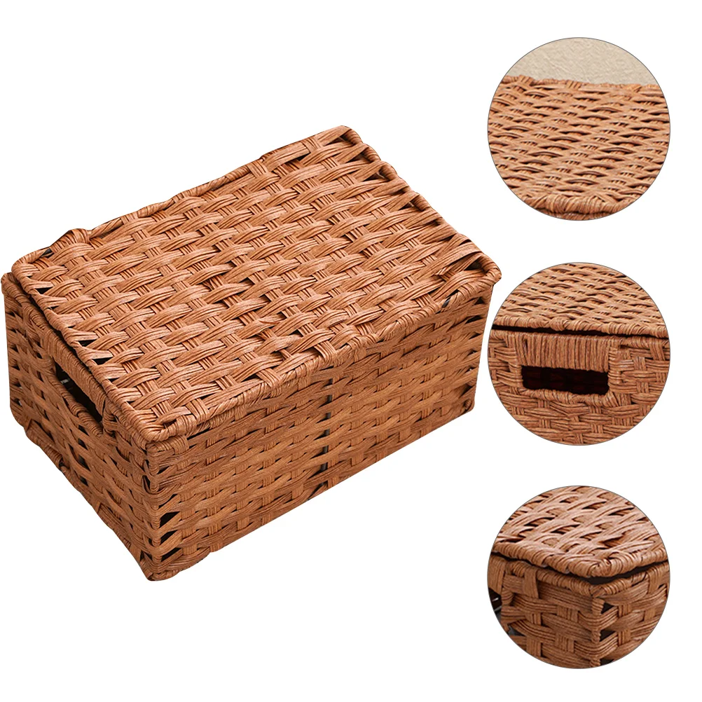 

Woven Storage Organizer Decorative Basket Multipurpose Baskets Shelves Lids Box Bin Sundries Container Snacks Sundry Household