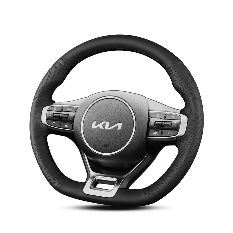 Чехол для руля KIA K5 2020-2022 из черной кожи 
Чехол для руля KIA K5 2020-2022 из черной кожи