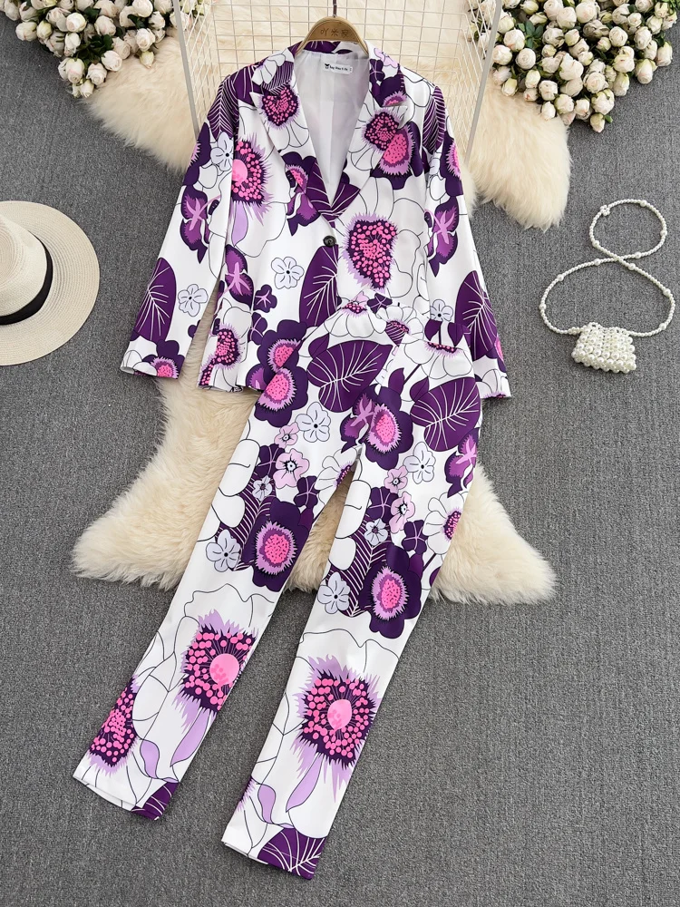 Retro Fashion Abstract Printing Pants Two Piece Set Women outfits Professional Long Sleeve Jacket Trousers Suits Female
Retro Fashion Abstract Printing Pants Two Piece Set Women outfits Professional Long Sleeve Jacket Trousers Suits Female