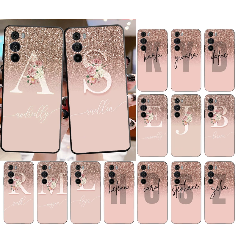 

Letter Name Pink Gold Rose Case for Moto E22i E22 E32 E40 E20 Edge X30 20 Lite 20Pro 30 Neo Ultra Fusion E7Power E7 E6 Plus