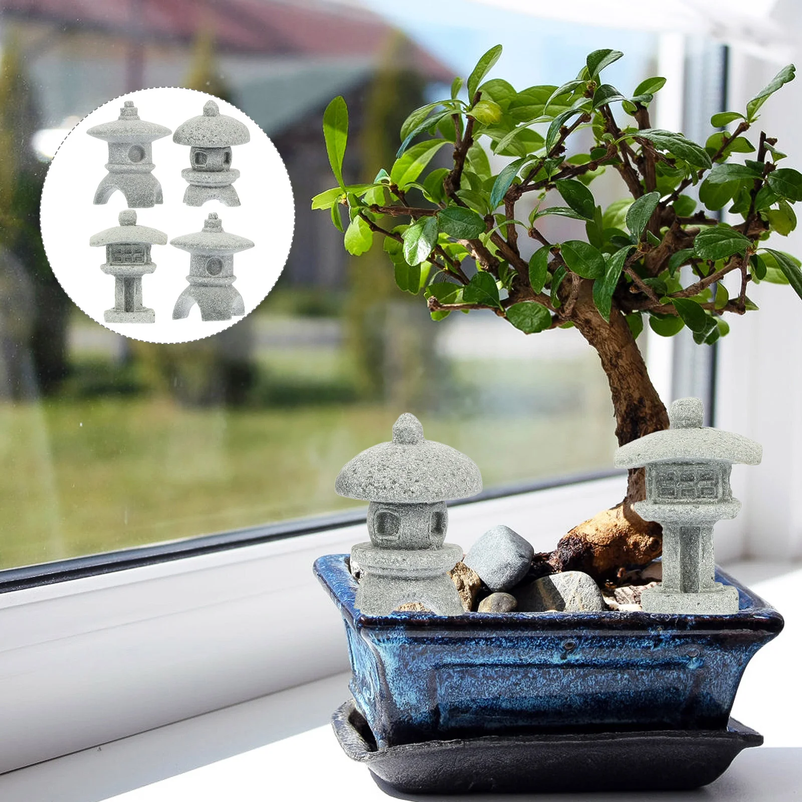 4pcs Sandstone Pagoda Mini Statue Stone Lantern Japanese Style Pagoda Lantern Yard Bonsai Decoration
4pcs Sandstone Pagoda Mini Statue Stone Lantern Japanese Style Pagoda Lantern Yard Bonsai Decoration