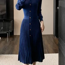 High Quality Round Neck Long Sleeved Knitted Skirt Slimming And Slimming 2023 Autumn New Fashion WomenS Clothing