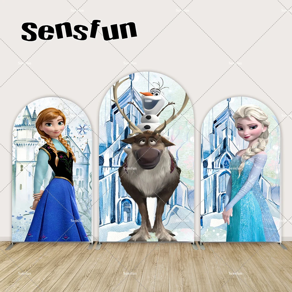 

Princess Anna Elsa Arch Backdrop Cover Frozen Theme Girls Chiara Wall Baby Shower Birthday Party Background Double Side Banner