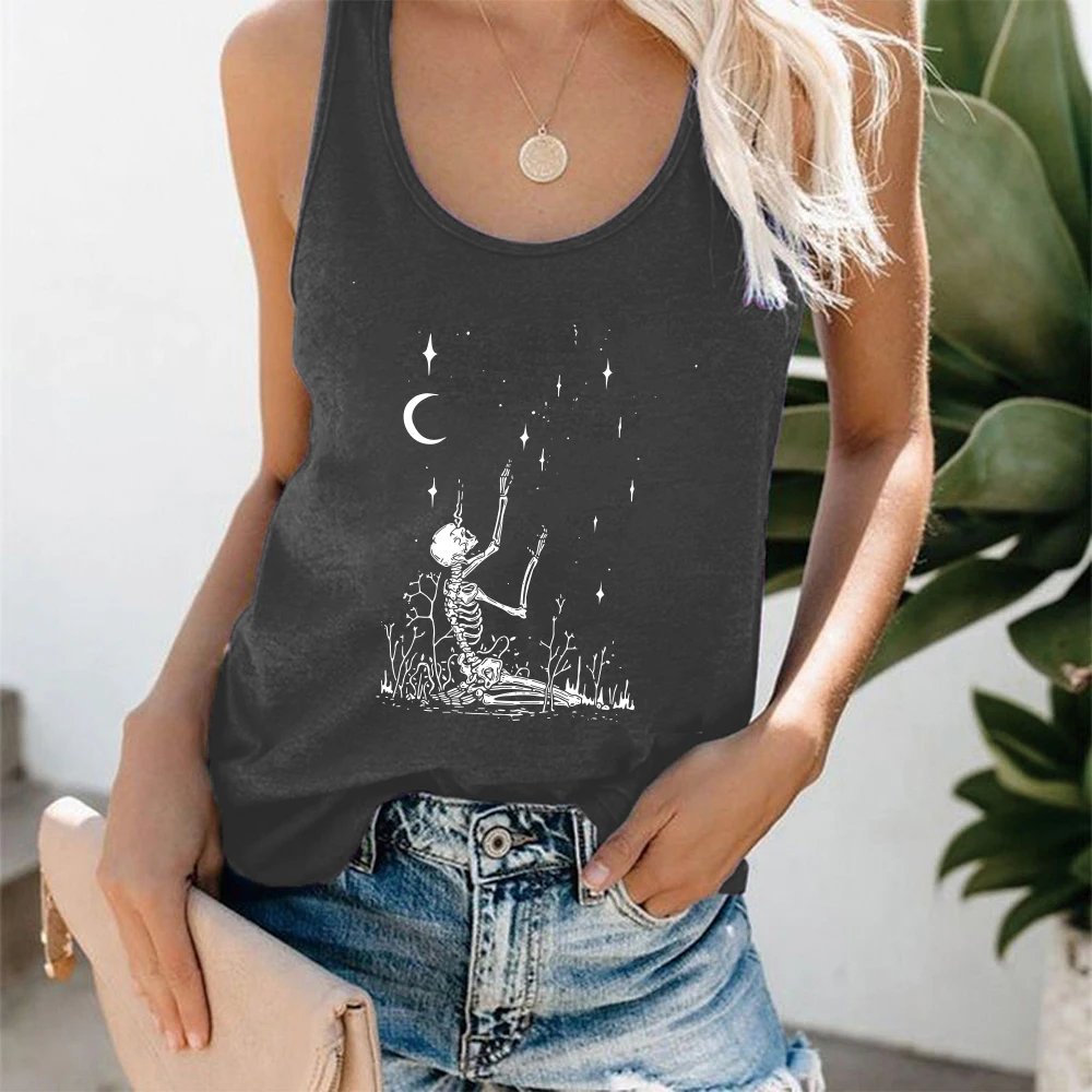 Vintage Women Tank Top Funny Skeleton Skulls Printed Women Vest Short Sleeve Loose Summer Sport Tank Tops Femme Tee Shirts
Vintage Women Tank Top Funny Skeleton Skulls Printed Women Vest Short Sleeve Loose Summer Sport Tank Tops Femme Tee Shirts