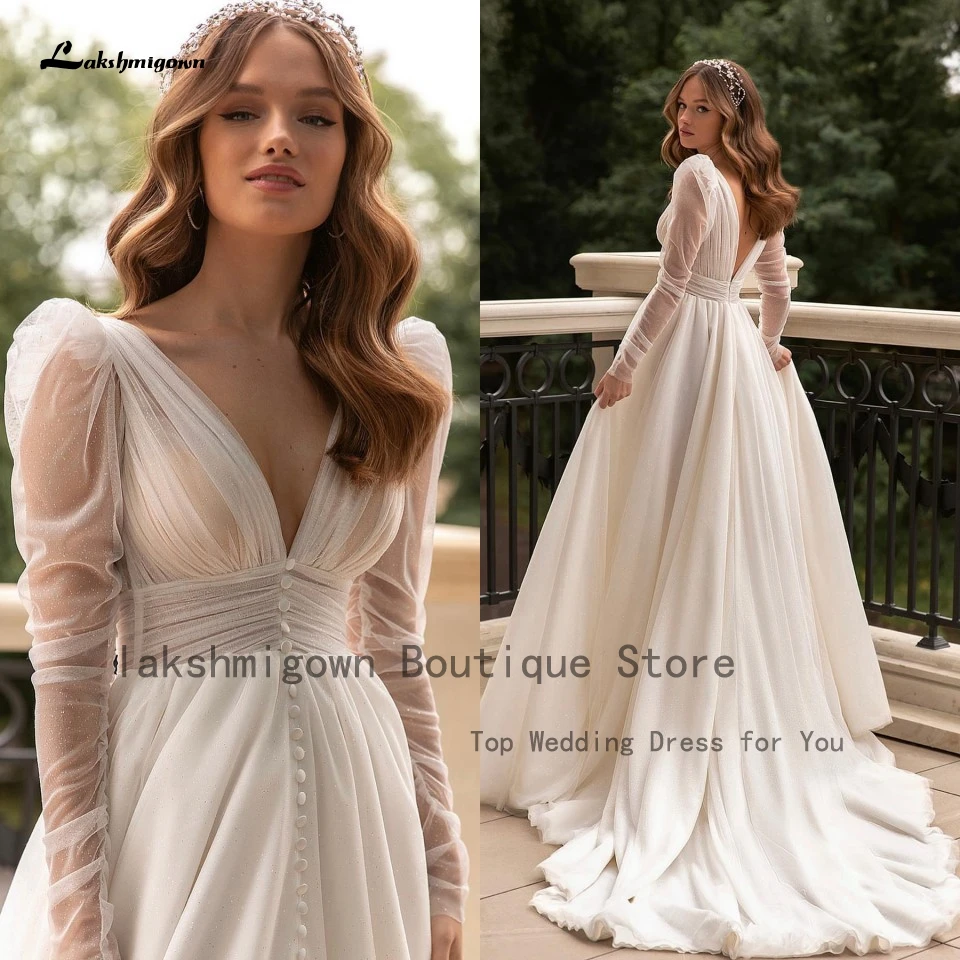 Sparkly Sequin V Neck Wedding Gowns Long Sleeve 2022 Robe Ruched Sexy Bridal A Line Boho Wedding Dresses for Women Open Back
Sparkly Sequin V Neck Wedding Gowns Long Sleeve 2022 Robe Ruched Sexy Bridal A Line Boho Wedding Dresses for Women Open Back