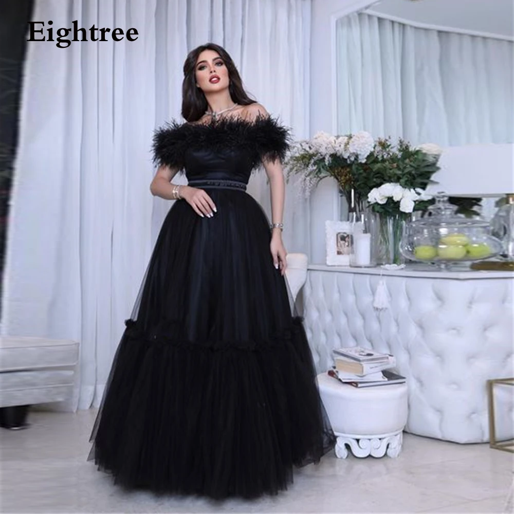 Eightree Black Evening Dresse 2022 Saudi Arabia Feathers Off The Shoulder Tulle Long Party Dress 2022 Robe De Soirée Femme
Eightree Black Evening Dresse 2022 Saudi Arabia Feathers Off The Shoulder Tulle Long Party Dress 2022 Robe De Soirée Femme
