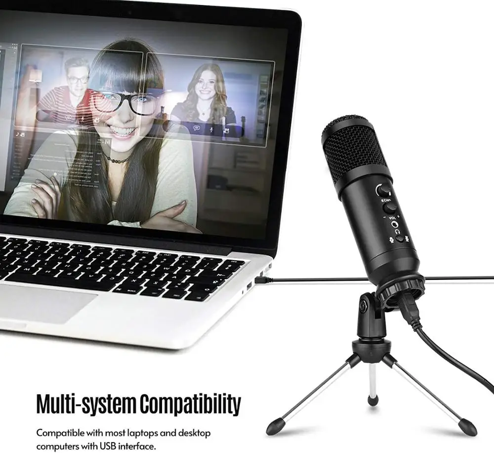 USB condenser microphone for laptop recording studio streaming karaoke TIKTOK game competition real-time chat
USB condenser microphone for laptop recording studio streaming karaoke TIKTOK game competition real-time chat