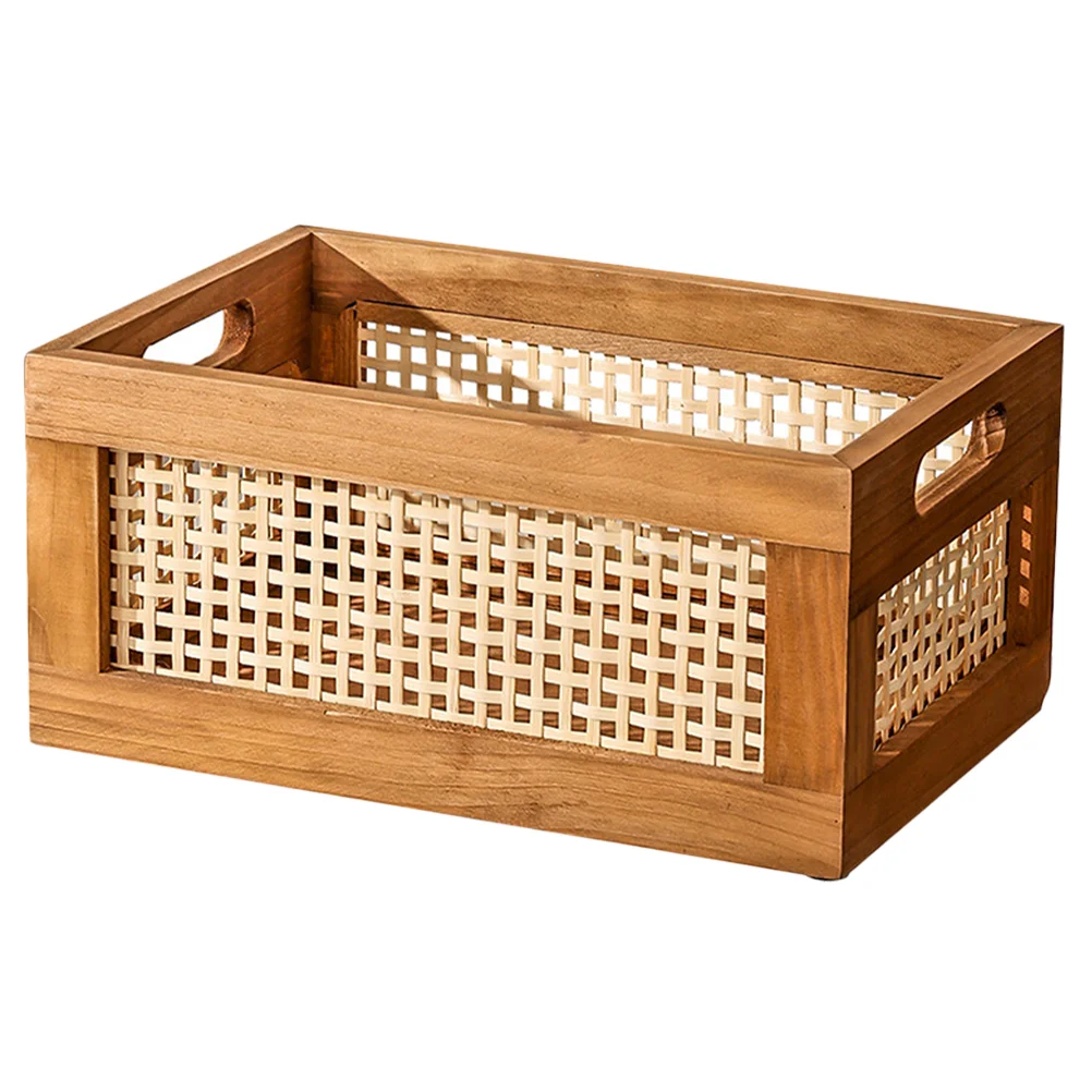 

Hamper Desktop Snack Organizer Retro Basket Bathroom Organizing Baskets High Capacity Book Storage Wooden Nursery Small Woven