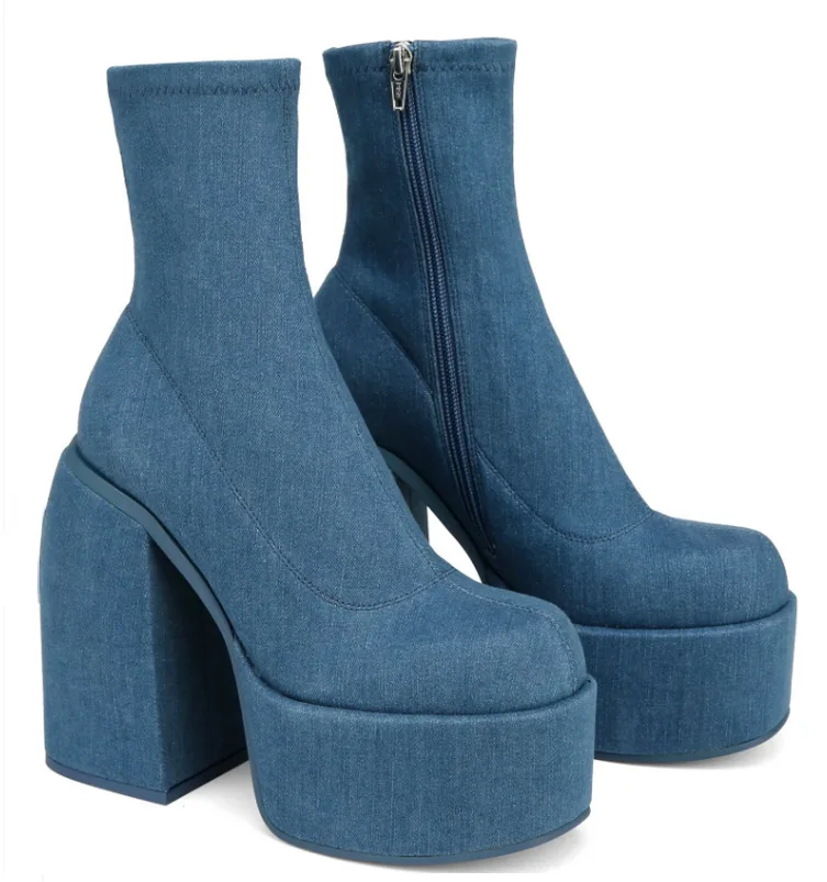 Trend New Women's Short Boots Designer Waterproof Platform High Heel Boots Elastic Boots Platform Shoes Women Boots
Trend New Women's Short Boots Designer Waterproof Platform High Heel Boots Elastic Boots Platform Shoes Women Boots