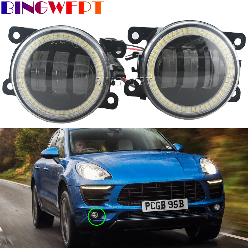 

1Pair Led Angel Eye Fog Light DRL For Porsche Macan 95B 2015 2016 2017 LED Fog Lights Fog Lamp H11 12V Daytime Running FogLights