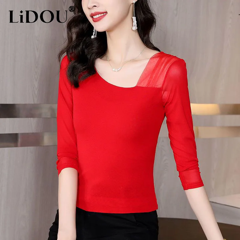 Spring Autumn Korean Style Elegant Sexy Tops Women Square Collar Female Pullovers Long Sleeve Bottoming Shirt Chic Lady T-shirts
Spring Autumn Korean Style Elegant Sexy Tops Women Square Collar Female Pullovers Long Sleeve Bottoming Shirt Chic Lady T-shirts