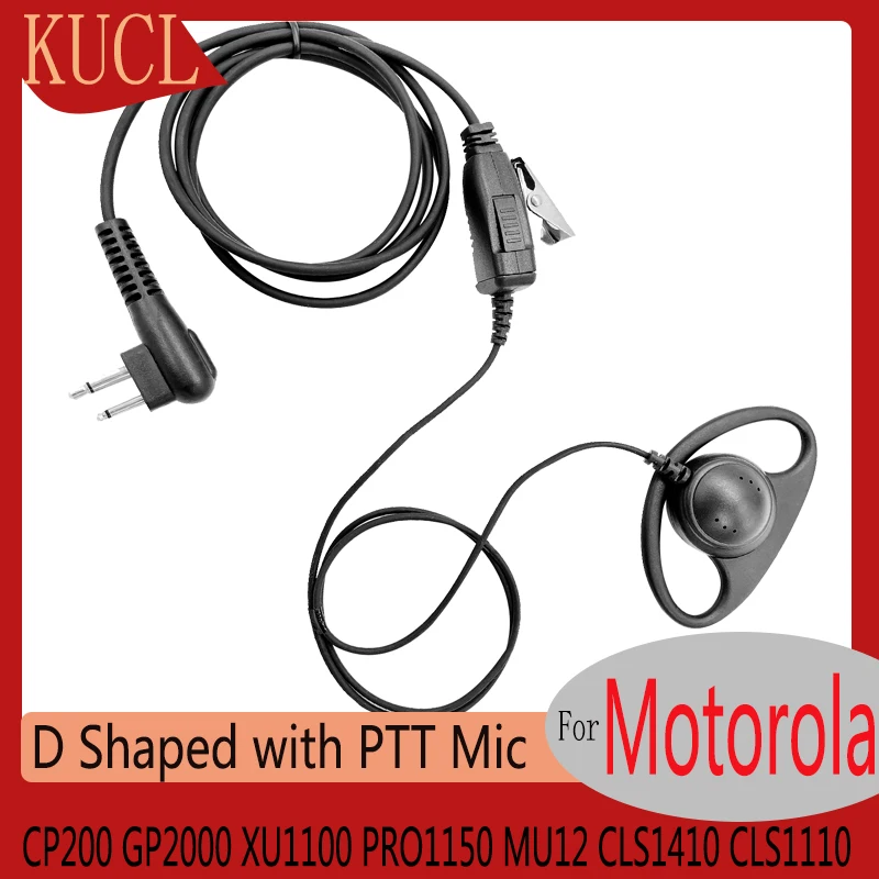 

CP200 GP2000 XU1100 PRO1150 MU12 CLS1410 CLS1110Single-Wire Walkie Talkie Earpiece for Motorola with PTT Mic D Shaped Headset