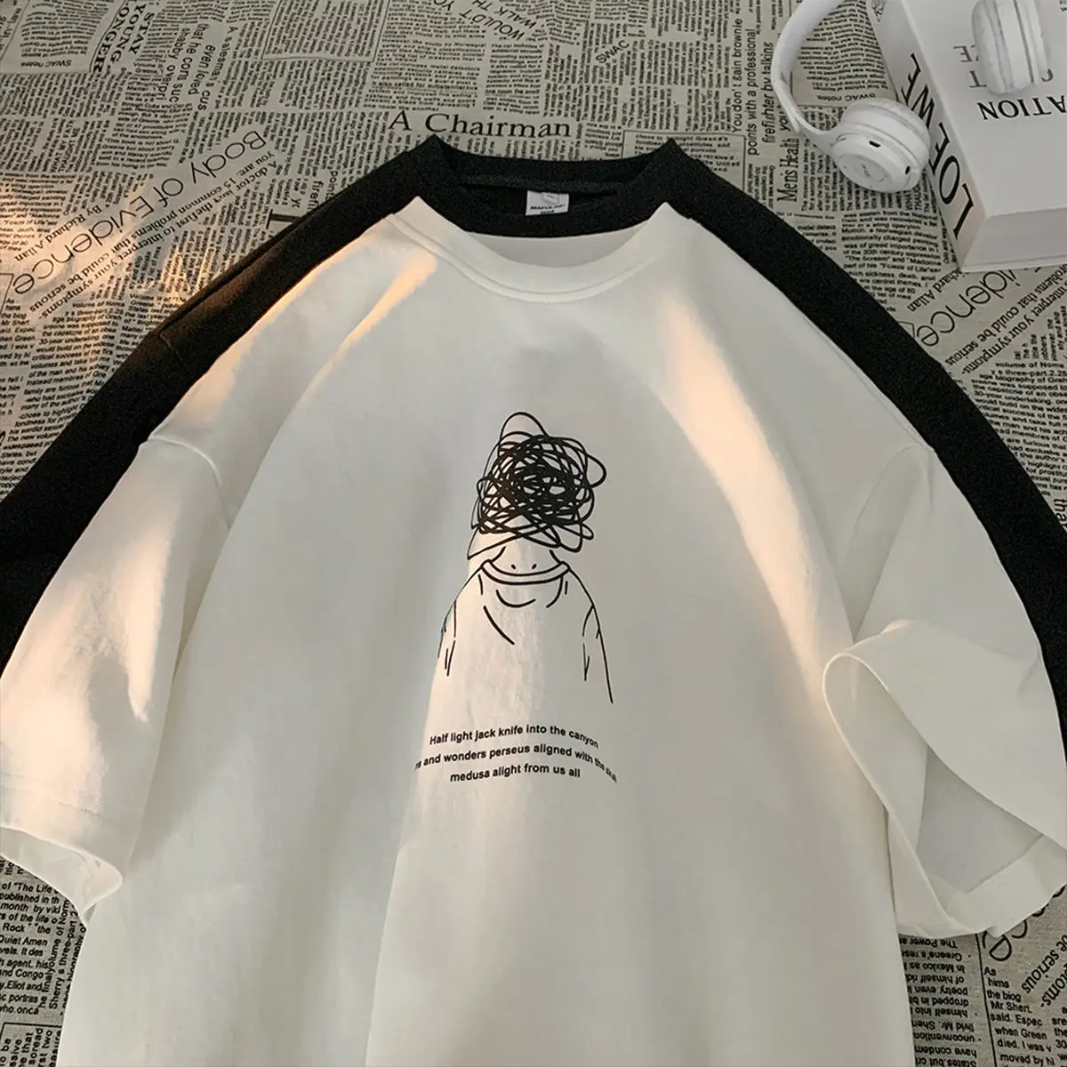 Cotton American Style Short Pen Little Man Short Sleeve T-shirt Men and Women Ins Summer Loose Versatile Couple Top Y2K Clothing
Cotton American Style Short Pen Little Man Short Sleeve T-shirt Men and Women Ins Summer Loose Versatile Couple Top Y2K Clothing