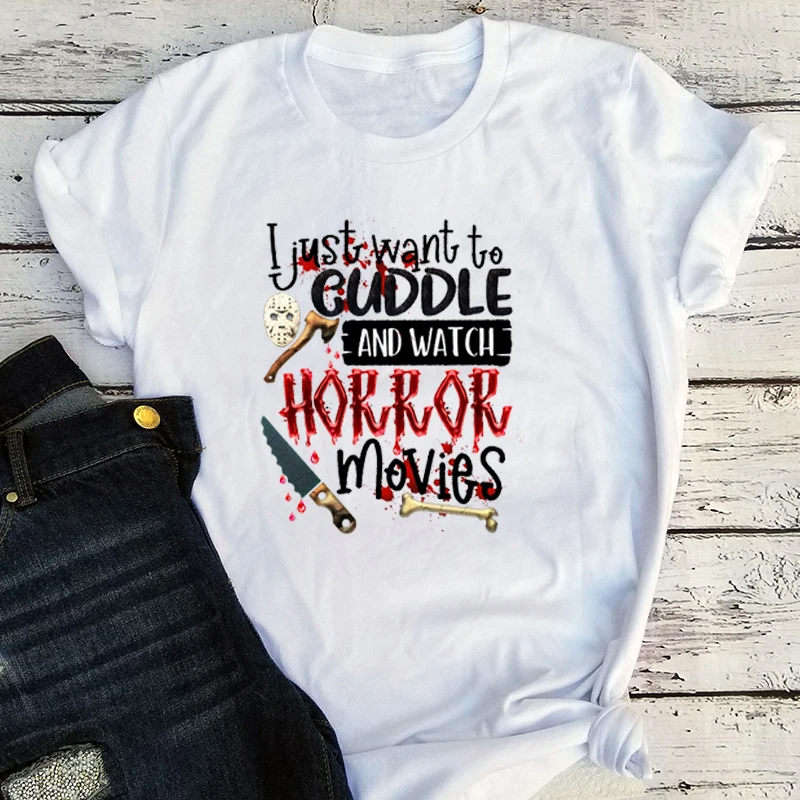 Cuddle and Watch Horror Movies Shirt Gothic Women Clothing 2022 Halloween Party Aesthetic Tops Spooky Tshirt Vintage Tee
Cuddle and Watch Horror Movies Shirt Gothic Women Clothing 2022 Halloween Party Aesthetic Tops Spooky Tshirt Vintage Tee