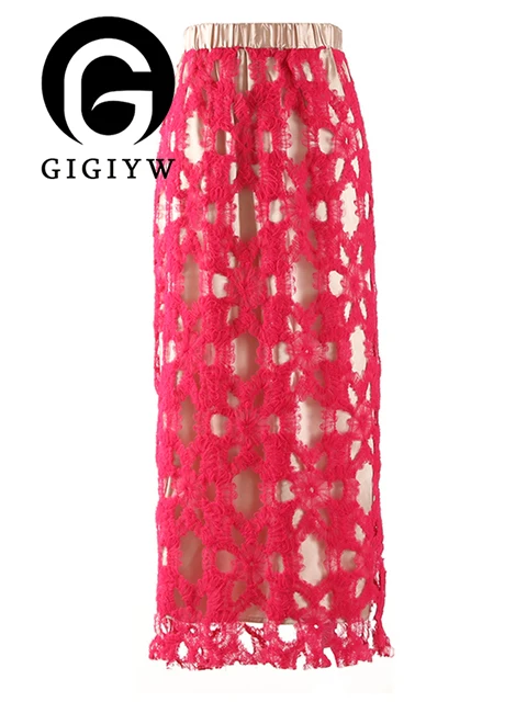 GIGIYW High Elastic Waist Red Hollow Out Lace Spliced A-line Half-body Skirt Women Fashion New Spring Autumn 2023
GIGIYW High Elastic Waist Red Hollow Out Lace Spliced A-line Half-body Skirt Women Fashion New Spring Autumn 2023