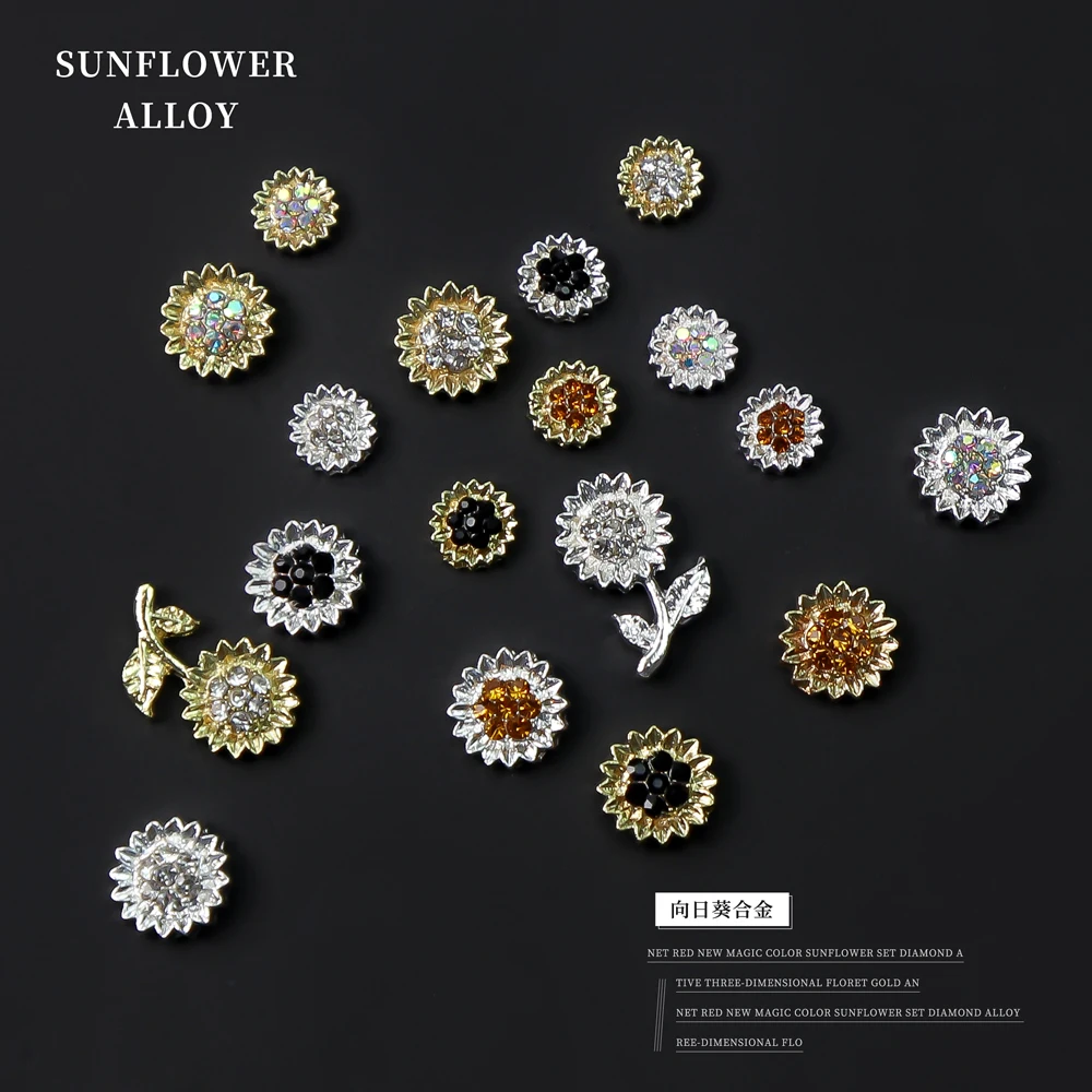 10pcs Sunflower Alloy Rhinestones Nail Art Decorations Gold Silver Daisy Nail Charms 6mm-8mm Retro Luxury Manicure Accessories
10pcs Sunflower Alloy Rhinestones Nail Art Decorations Gold Silver Daisy Nail Charms 6mm-8mm Retro Luxury Manicure Accessories