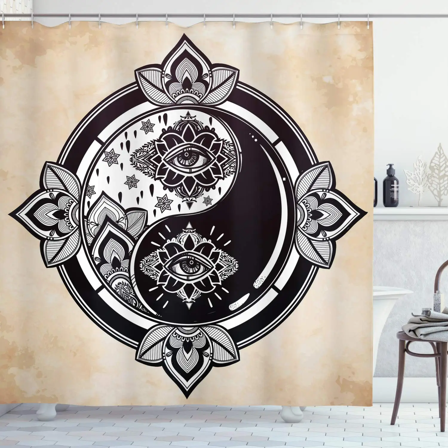 Yin Yang Shower Curtain for Bathroom Boho Trippy Gossip Pattern Psychedelic Art Waterproof Bathroom Shower Curtain Set with Hook
Yin Yang Shower Curtain for Bathroom Boho Trippy Gossip Pattern Psychedelic Art Waterproof Bathroom Shower Curtain Set with Hook