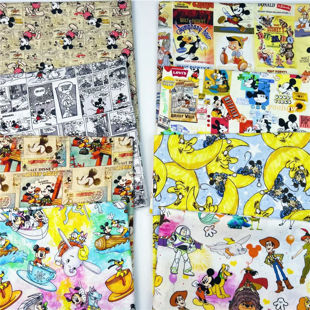 Распродажа семейные хлопковые ткани Disney Минни Микки Дамбо Лев король лоскутное