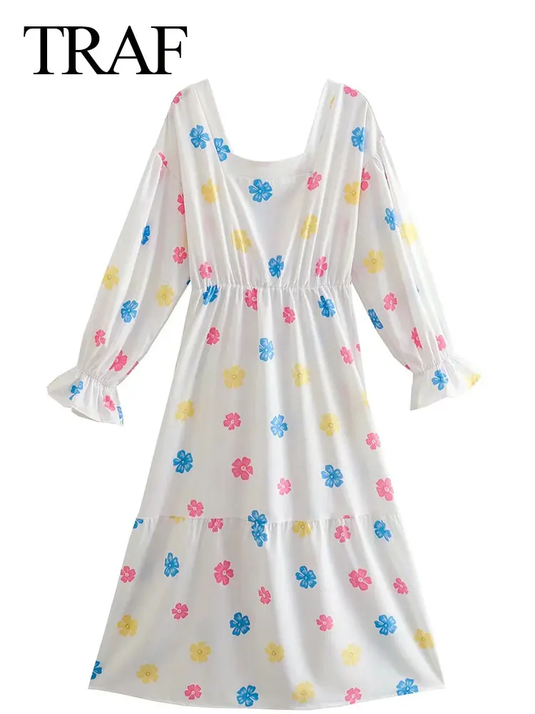 TRAF Elegant Printed Floral Long Sleeve Women's Dress Raglan Square Neck Flared Cuff Elastic Waist Fashion Long Dress Ladies
TRAF Elegant Printed Floral Long Sleeve Women's Dress Raglan Square Neck Flared Cuff Elastic Waist Fashion Long Dress Ladies