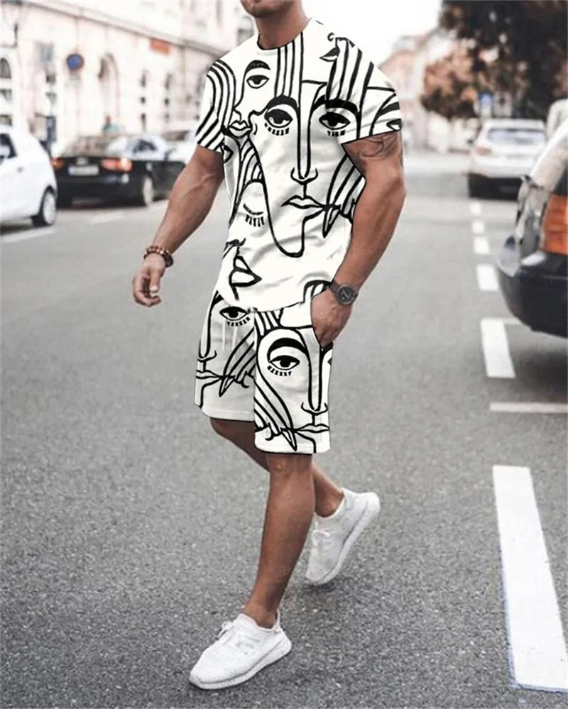 2022 New Summer Fashion Men's 2 Piece Set Tracksuits Casual Short Sleeves Print T-shirt+shorts Pants Suits Camisetas Ropa Hombre
2022 New Summer Fashion Men's 2 Piece Set Tracksuits Casual Short Sleeves Print T-shirt+shorts Pants Suits Camisetas Ropa Hombre