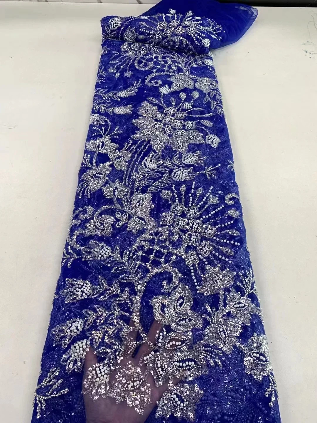 Blue Sequins African French Groom Mesh Lace Fabric High Quality Tulle Lace Material Bridal For Nigerian Wedding Dress Sewing
Blue Sequins African French Groom Mesh Lace Fabric High Quality Tulle Lace Material Bridal For Nigerian Wedding Dress Sewing