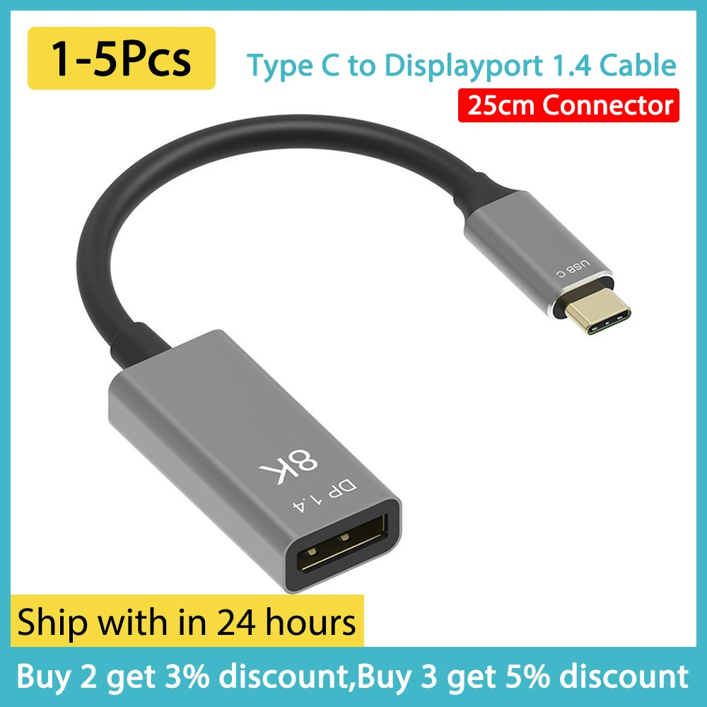 1-5 шт., кабель Type C к Displayport 1,4, кабель USB C Male to DP Female Converter, 8K HD, адаптер для видеодисплея, шнур 25 см, разъем Type-C
1-5 шт., кабель Type C к Displayport 1,4, кабель USB C Male to DP Female Converter, 8K HD, адаптер для видеодисплея, шнур 25 см, разъем Type-C