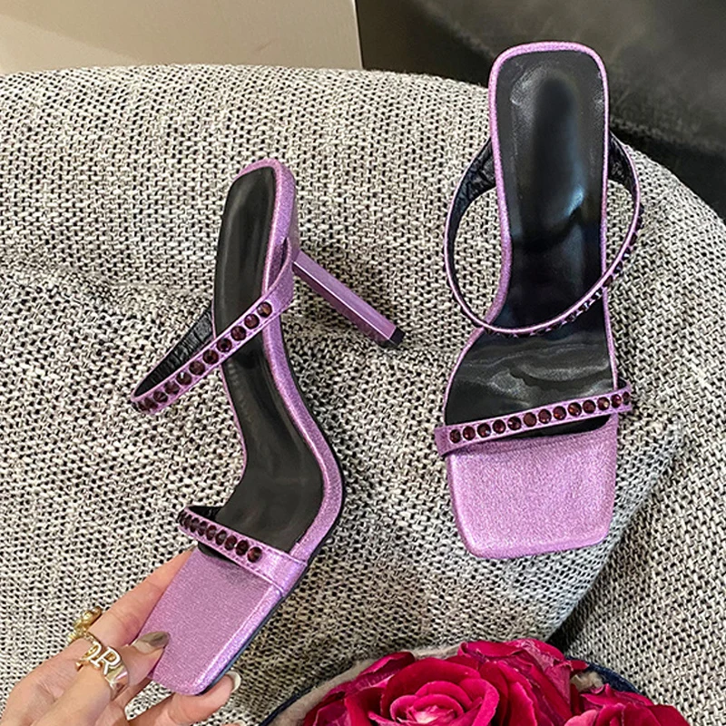 Liyke 2022 New Purple Rhinestone Sexy Slippers Women Sandals High Heels Mules Summer Fashion Slip On Sliders Party Dress Shoes
Liyke 2022 New Purple Rhinestone Sexy Slippers Women Sandals High Heels Mules Summer Fashion Slip On Sliders Party Dress Shoes