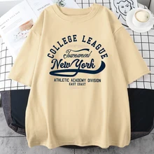 College League Championship New York East Coast Men Cotton Tops Breathable Street All-Math Clothing O-Neck Casual Male T-Shirts
