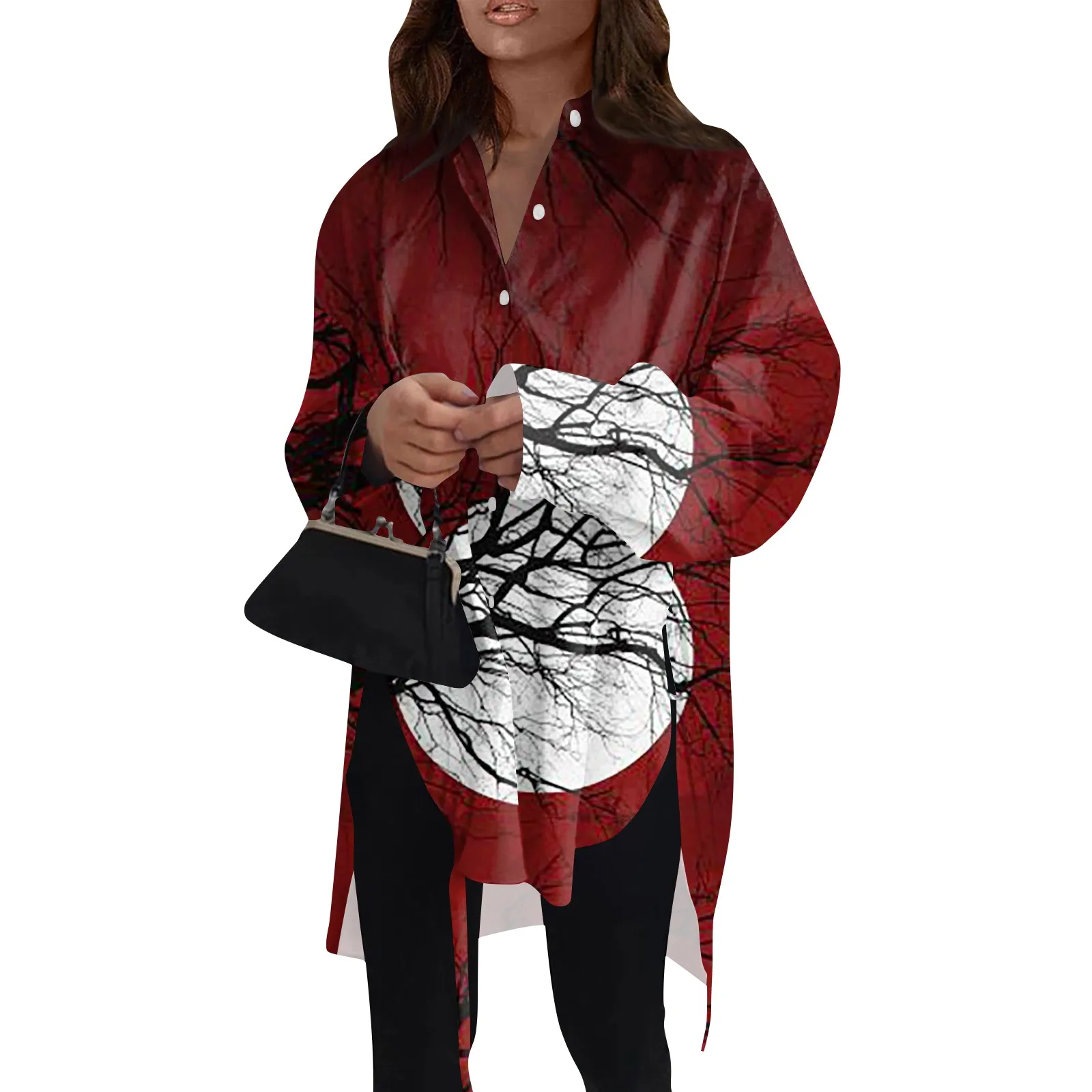 Женская Повседневная рубашка на пуговицах, свободная блузка с длинным рукавом, отложным воротником и принтом на Хэллоуин, женский топ
Женская Повседневная рубашка на пуговицах, свободная блузка с длинным рукавом, отложным воротником и принтом на Хэллоуин, женский топ