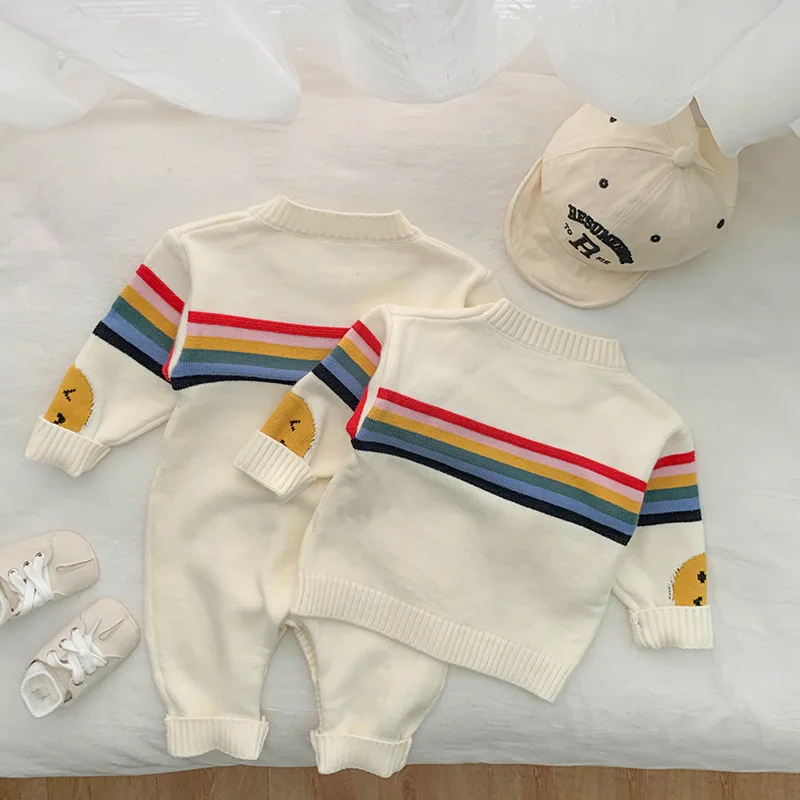 2023 Spring Autumn Baby Boys Sweater Cotton Knitted Rainbow Long Sleeve Infant Boys Rompers Versatile Toddler Boys Sweaters
2023 Spring Autumn Baby Boys Sweater Cotton Knitted Rainbow Long Sleeve Infant Boys Rompers Versatile Toddler Boys Sweaters