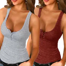 Womens Sexy Sleeveless V Neck Vest Tank Tops Ladies Summer Slim Cotton Shirt Camisole Sports Elastic Underwear Large Size S-5XL