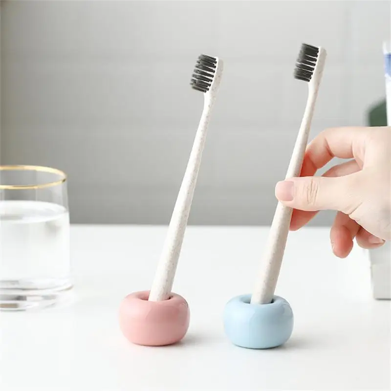 

New Toothbrush Stand Rack Ceramics Socket Fashionable Economic Toothbrush Holder Bathroom Supplies Hot Sale Small