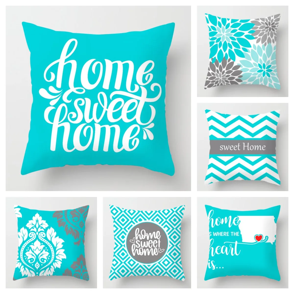 

Nordic Cyan Sweet Home Pillowcase Home Decoration Living Room Sofa Decoration Pillowcase 40*40 Car Cushion Cover 50x50 60*60