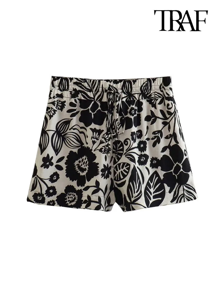 TRAF Women Fashion Printed Bermuda Shorts Vintage High Elastic Waist With Drawstring Female Short Pants Mujer
TRAF Women Fashion Printed Bermuda Shorts Vintage High Elastic Waist With Drawstring Female Short Pants Mujer