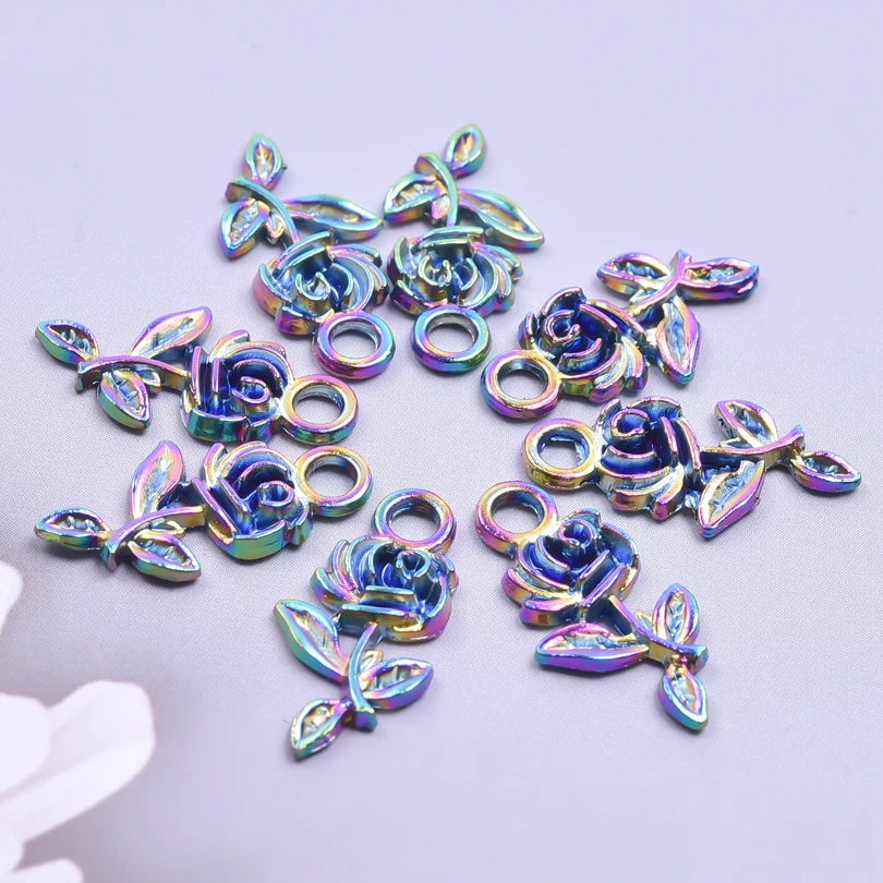 10pcs/Lot Rose Charms For Jewelry Making Supplies Flower Pendant Charm DIY Women Girl Accessories Rainbow Metal Wholesale Items
10pcs/Lot Rose Charms For Jewelry Making Supplies Flower Pendant Charm DIY Women Girl Accessories Rainbow Metal Wholesale Items