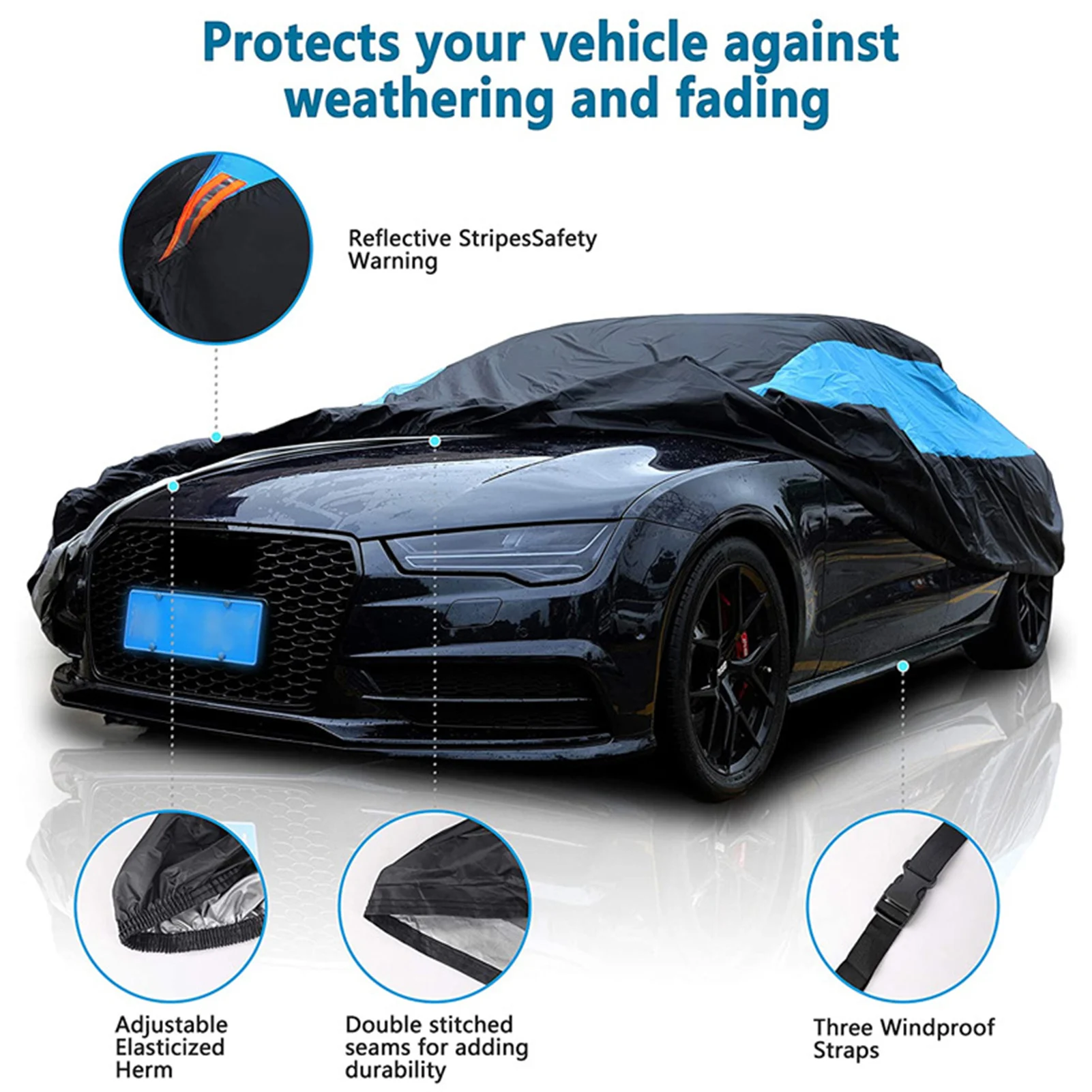 Outdoor Car Cover In 2-Colors Hatchback Cover With Elastic Hem And Fixed Buckle Universal Fully All Weather Waterproof
Outdoor Car Cover In 2-Colors Hatchback Cover With Elastic Hem And Fixed Buckle Universal Fully All Weather Waterproof