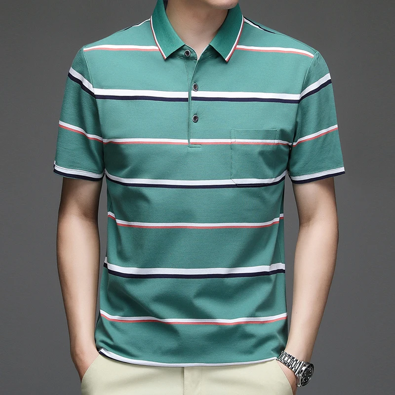 Top Grade New Summer Brand Short Sleeve Designer Regular Stripe Polo Shirts pocket Korean Casual Tops Fashions Men Clothing
Top Grade New Summer Brand Short Sleeve Designer Regular Stripe Polo Shirts pocket Korean Casual Tops Fashions Men Clothing