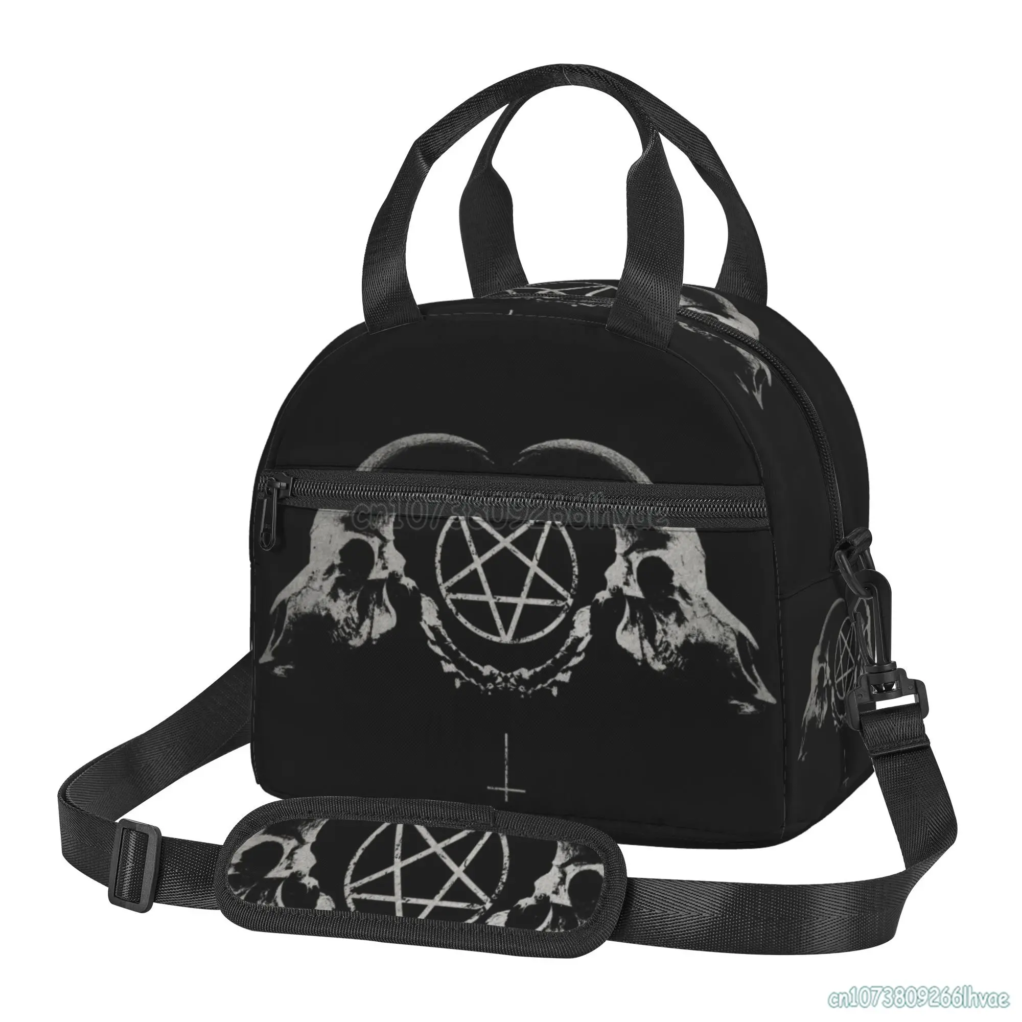 

Pentagram Satantic Occult Church of Satan Goat Goth Lunch Bags Reusable Insulated Bento Bag Thermal Cooler Food Bags for Work