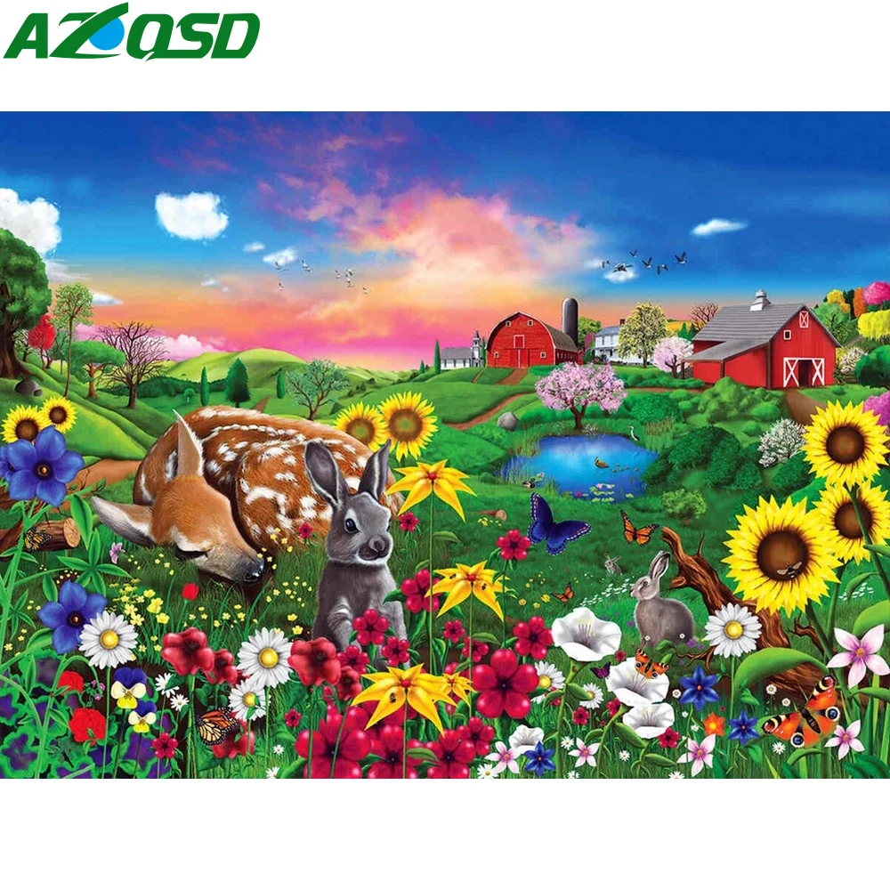 AZQSD алмазная вышивка олень заяц вышивка крестом алмазная мозаика ландшафт полная живопись подсолнечник картина из страз декор для дома
AZQSD алмазная вышивка олень заяц вышивка крестом алмазная мозаика ландшафт полная живопись подсолнечник картина из страз декор для дома