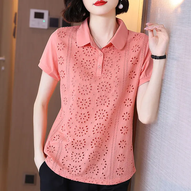 T-shirt female short-sleeved collar middle-aged mother summer new Polo shirt 2022 foreign short sleeve solid color leisure top
T-shirt female short-sleeved collar middle-aged mother summer new Polo shirt 2022 foreign short sleeve solid color leisure top