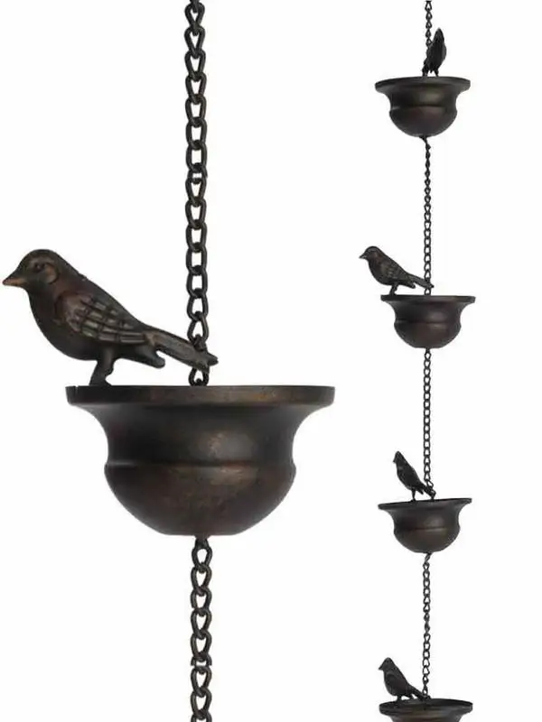 2.4m Mobile Birds On Cups Rain Chain Iron Rain Catcher For Downspout Replacement Black 
2.4m Mobile Birds On Cups Rain Chain Iron Rain Catcher For Downspout Replacement Black