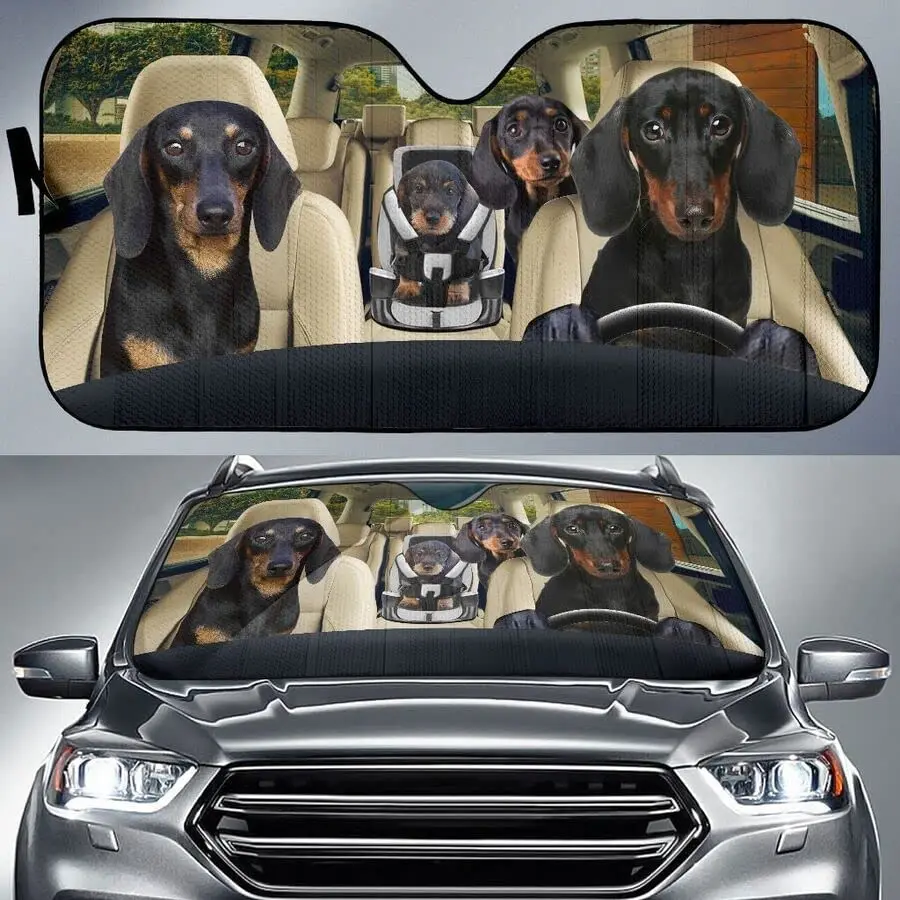Funny Dachshund Family Left Hand Drive Car Sunshade for Doxie Owner, Fawn Dachshund Dogs Driving Auto Sun Shade, Gift for Dachsh
Funny Dachshund Family Left Hand Drive Car Sunshade for Doxie Owner, Fawn Dachshund Dogs Driving Auto Sun Shade, Gift for Dachsh