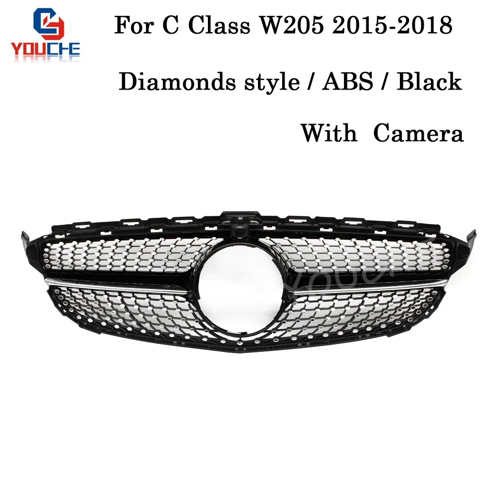 W205 Diamonds Style with Camera Black Grill Front Bumper Grille For Mercedes C Class W205 AMG Sport Model Grill Mesh 2015-2018
W205 Diamonds Style with Camera Black Grill Front Bumper Grille For Mercedes C Class W205 AMG Sport Model Grill Mesh 2015-2018