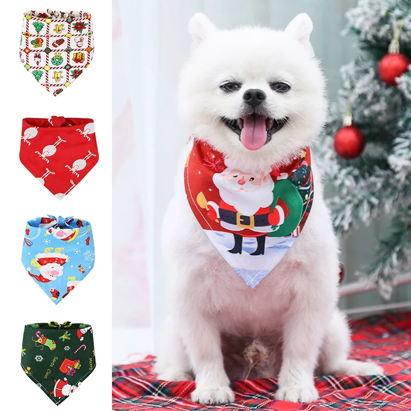 

Christmas Pet Bibs Adjustable Pet Saliva Towel Dog Puppy Cat Neck Scarf Bandana Collar Triangle Bib Neckerchief Pet Accessories