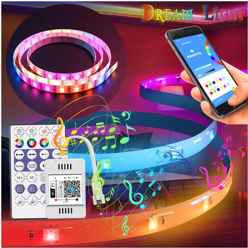 Led Strip Light RGBIC Dream Color SMD WS2811 Lighting Drcoration Living Room Smart Luz Flexible Rainbow Lamp For Christmas Party
Led Strip Light RGBIC Dream Color SMD WS2811 Lighting Drcoration Living Room Smart Luz Flexible Rainbow Lamp For Christmas Party