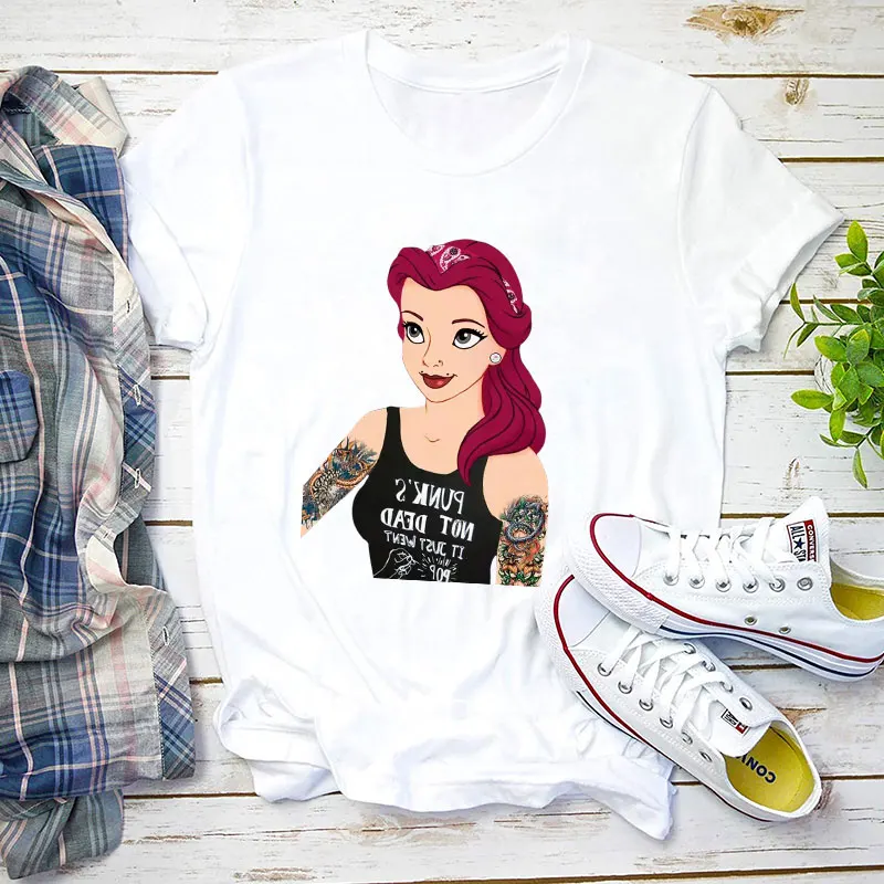 Women Punk Belle Princess Tattoo T Shirts Harajuku White O-Neck Tops Ladies Disney Cartoon Graphic Tee 2022 Summer New Tshirts
Women Punk Belle Princess Tattoo T Shirts Harajuku White O-Neck Tops Ladies Disney Cartoon Graphic Tee 2022 Summer New Tshirts