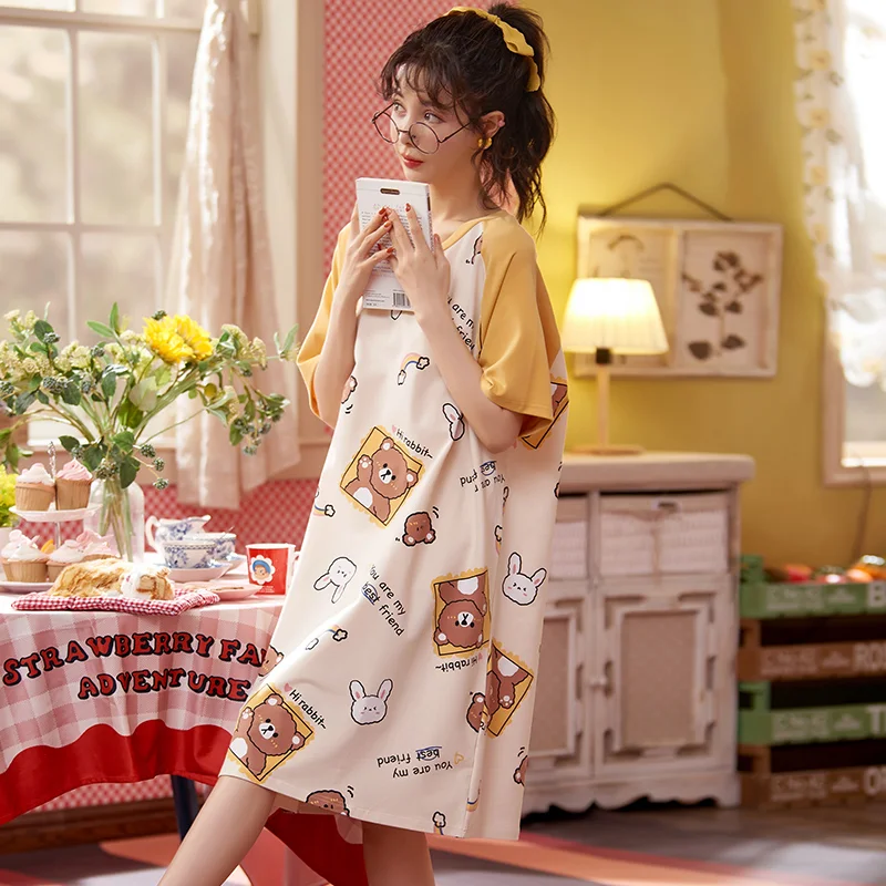 Summer Cotton M-2XL Sleepwear Women Nightdress Womens Cotton Cartoon Ladies Nightgown Sexy Nightwear Plus Size Home Sleep Dress
Summer Cotton M-2XL Sleepwear Women Nightdress Womens Cotton Cartoon Ladies Nightgown Sexy Nightwear Plus Size Home Sleep Dress